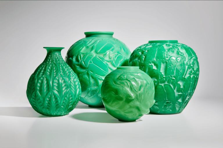Lalique green pots