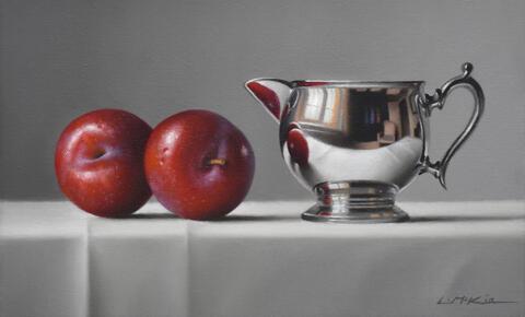 Plums with silver jug