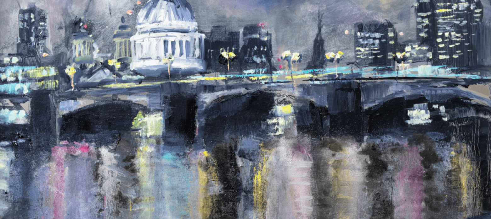 painting of st. pauls cathedral across the river thames