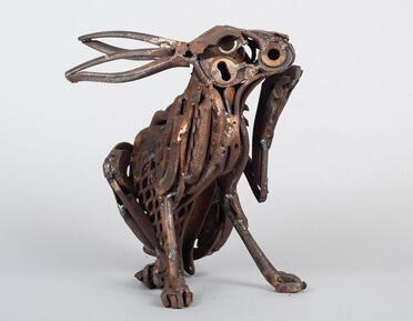 Sculpture of hare made of metal