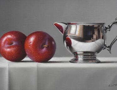 Plums with silver jug