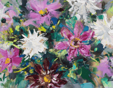 painting of dahlias